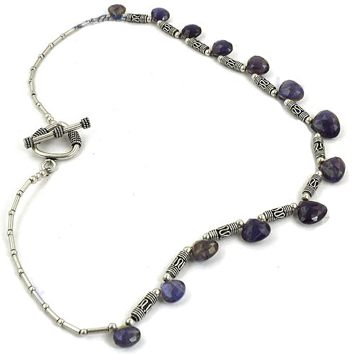 925 Silver Iolite Bead Necklace for Women | Gemstone Jewelry