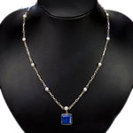 Load image into Gallery viewer, Silver Lapis Lazuli Necklace with Pearls for Women | Elegant Jewelry
