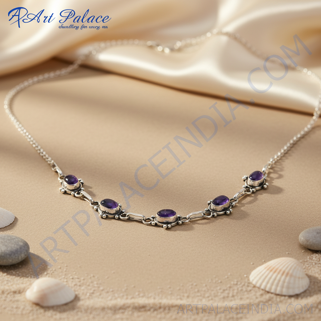 925 silver amethyst necklace for women | gemstone jewelry