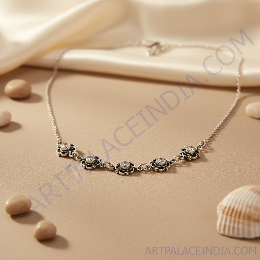 925 silver flower necklace | women's floral jewelry gift