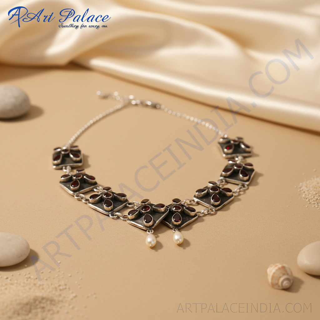 925 silver garnet gemstone necklace for women | gift jewelry