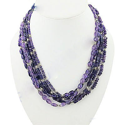 Multi-Strand Purple Gemstone Necklace for Women | Fashion Jewelry