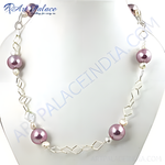 Load image into Gallery viewer, A pearl and silver fashion necklace displayed on a white bust, showing the detail of the necklace.
