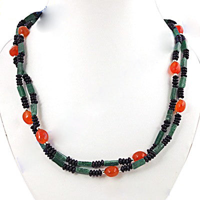 Green Jade & Carnelian Beaded Necklace for Women | Fashion Jewelry