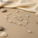 Load image into Gallery viewer, 925 Silver Rose Quartz Beaded Necklace for Women | Gift Jewelry
