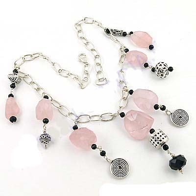 Rose Quartz Chain Necklace | Sterling Silver Gemstone Jewelry