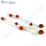 Load image into Gallery viewer, Sterling silver necklace featuring vibrant red carnelian beads. Elegant gemstone jewelry.
