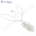Load image into Gallery viewer, Silver drop necklace with crystal pendants. Elegant silver jewelry for women.
