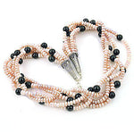 Load image into Gallery viewer, Pearl &amp; Black Onyx Beaded Necklace | Statement Jewelry for Women
