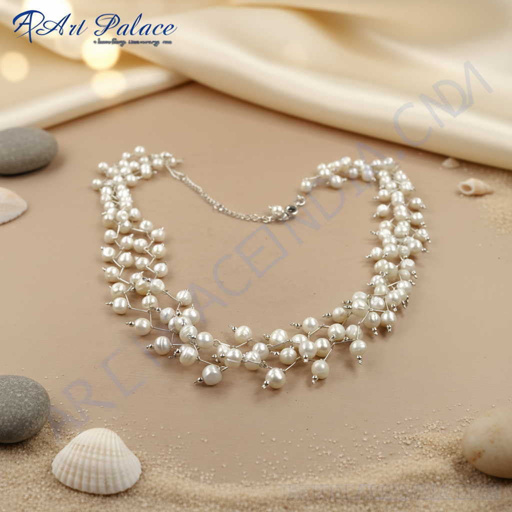Pearl Cluster Necklace | Sterling Silver | Women's Fashion Jewelry