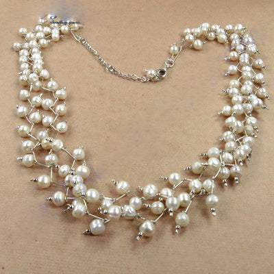 Pearl Cluster Necklace | Sterling Silver | Women's Fashion Jewelry