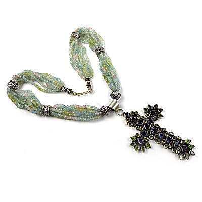 Beaded Cross Pendant Necklace | Women's Fashion Jewelry