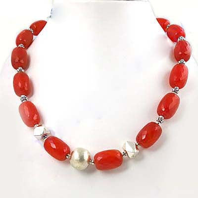 Red Agate Bead Necklace | Sterling Silver | Women's Jewelry