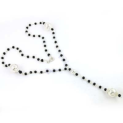 Black Bead Rosary Necklace | Religious Jewelry for Prayer