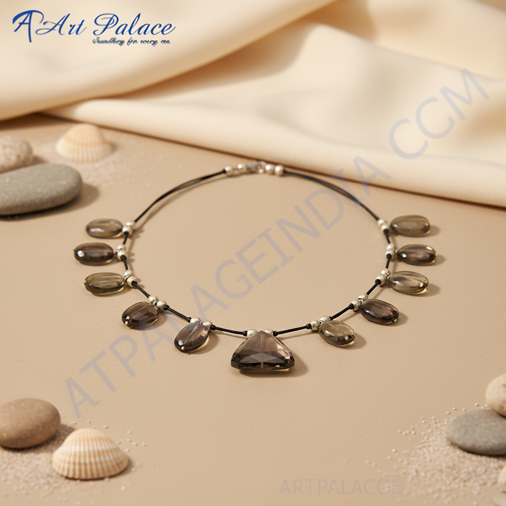 Smoky Quartz Necklace | Triangle Pendant | Women's Jewelry Gift