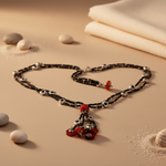 Load image into Gallery viewer, Black Beaded Necklace with Red Gemstones | Women's Fashion Jewelry
