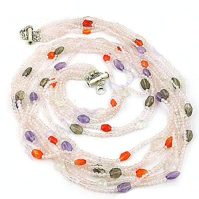 Beaded Gemstone Necklace | Pink Seed Bead Jewelry for Women