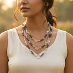 Load image into Gallery viewer, Multi-Strand Gemstone Necklace for Women | Amethyst &amp; Quartz
