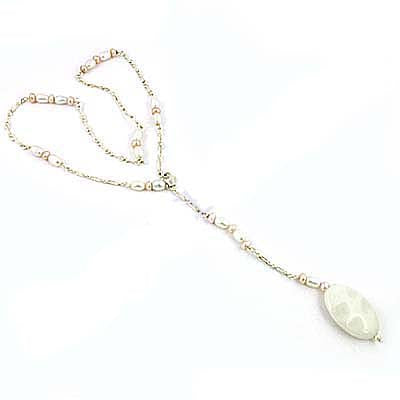 Pearl Lariat Necklace in Silver Tone for Women | Elegant Jewelry