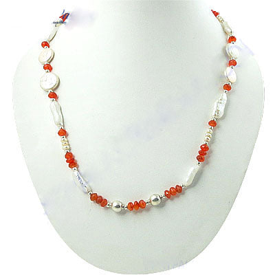 Coral & Pearl Necklace | Sterling Silver | Women's Jewelry Gift