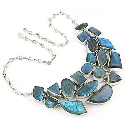 925 Silver Labradorite Necklace for Women | Statement Jewelry