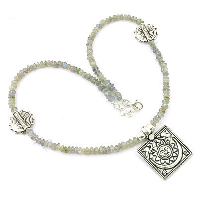 925 Silver Labradorite Beaded Necklace for Women | Daily Wear