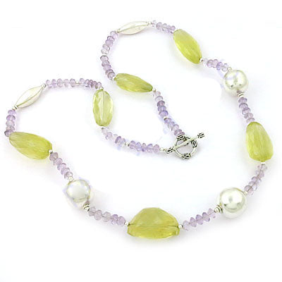 Amethyst & Lemon Quartz Necklace | Women's Gemstone Jewelry