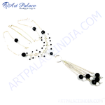 Load image into Gallery viewer, Silver beaded pendant necklace featuring black and white beads, perfect for women&#39;s fashion jewelry.
