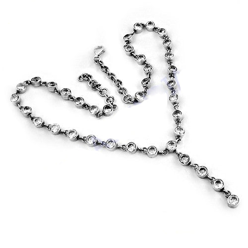 Silver Cubic Zirconia Necklace | Women's Y-Necklace | Gift