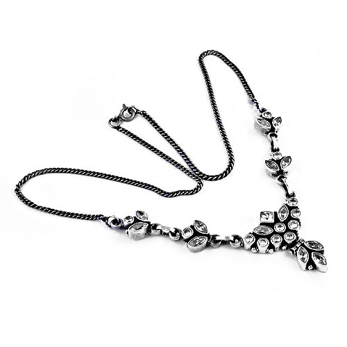 925 Silver Cubic Zirconia Necklace | Women's Floral Jewelry