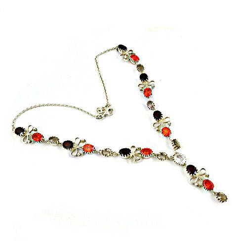 Silver Gemstone Flower Necklace for Women | Fashion Jewelry