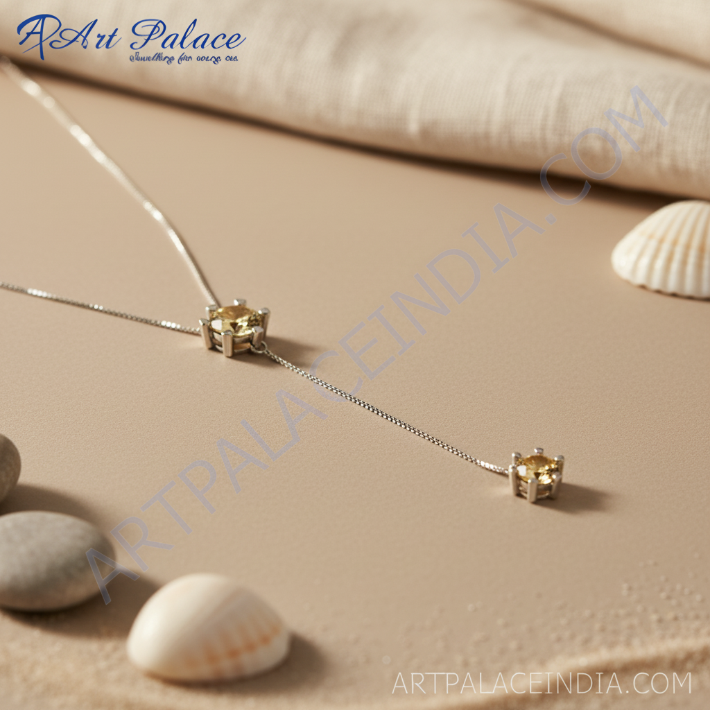 925 Silver Citrine Y-Necklace for Women | Statement Jewelry