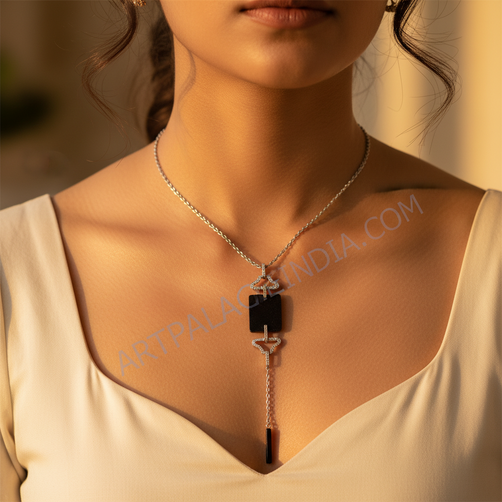 925 silver onyx pendant necklace for women | minimalist jewelry