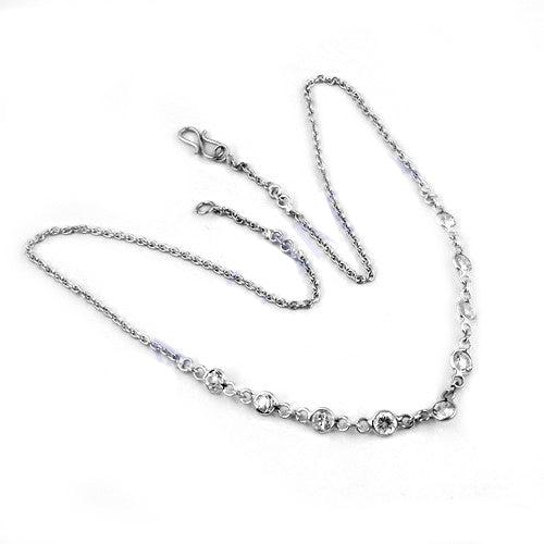 Silver Cubic Zirconia Chain Necklace for Women | Fashion Jewelry