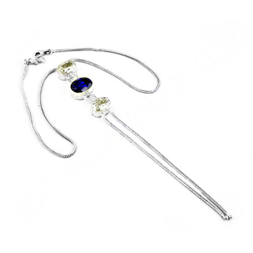 925 Silver Gemstone Drop Necklace for Women | Daily Wear