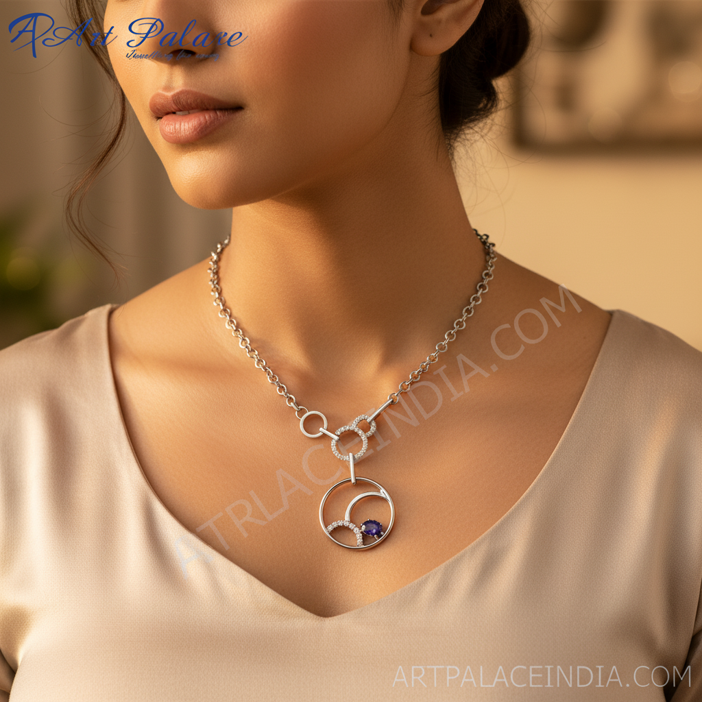 925 Silver Blue Sapphire Necklace | Women's Elegant Jewelry