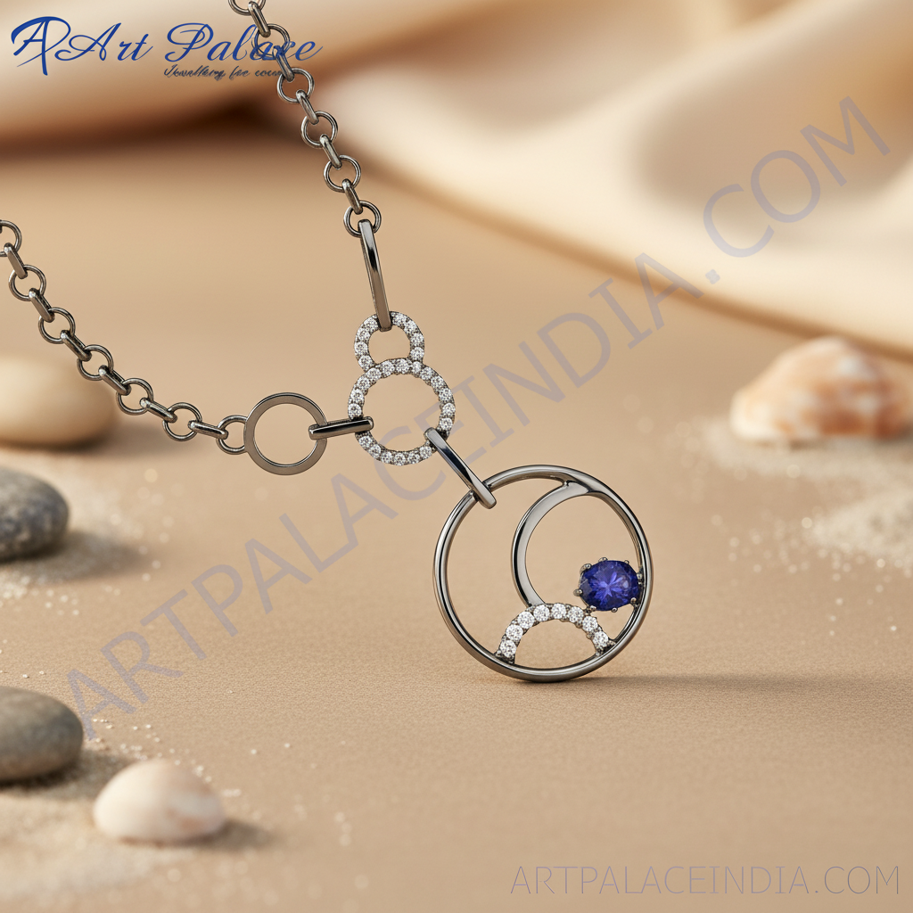 925 Silver Blue Sapphire Necklace | Women's Elegant Jewelry