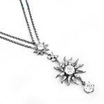 Load image into Gallery viewer, Silver Sunburst Necklace | Cubic Zirconia Pendant | For Women
