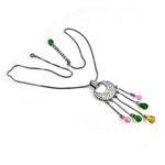 Load image into Gallery viewer, Silver Dangle Pendant Necklace with Gemstone Accents for Women
