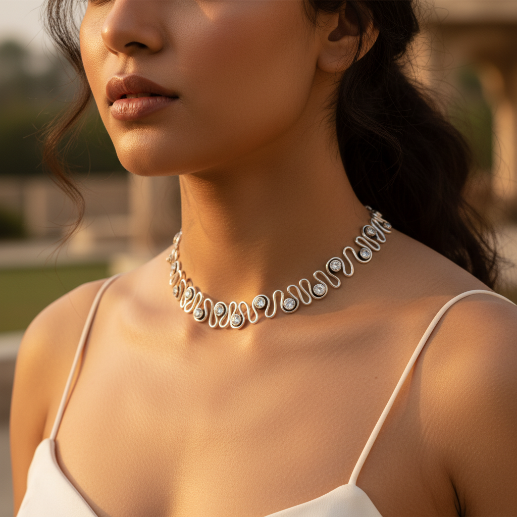 925 Silver Cubic Zirconia Choker Necklace for Women | Gift