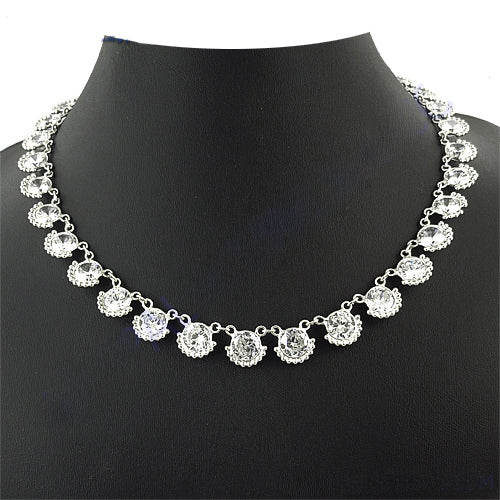 Silver Cubic Zirconia Necklace | Party Wear for Women