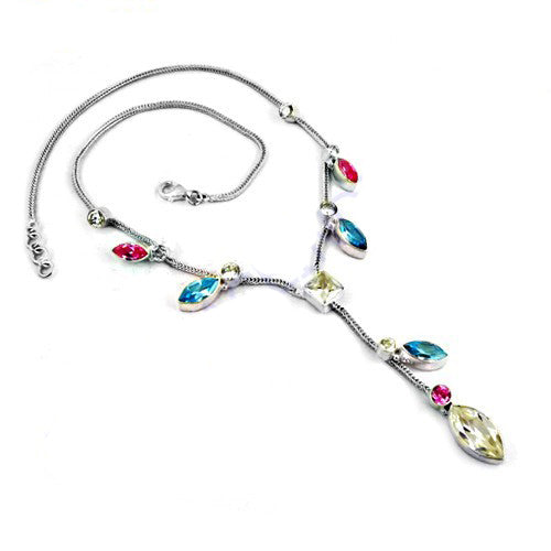 925 Silver Gemstone Necklace for Women | Colorful Fashion Jewelry