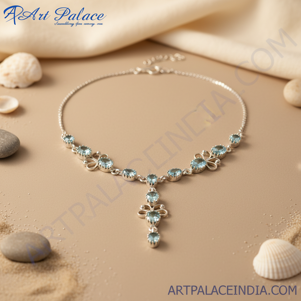 925 Silver Blue Topaz Necklace for Women | Gemstone Jewelry Gift