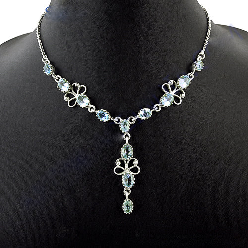 925 Silver Blue Topaz Necklace for Women | Gemstone Jewelry Gift