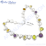 Load image into Gallery viewer, Sterling silver necklace featuring colorful gemstones, perfect for women&#39;s fashion and daily wear.
