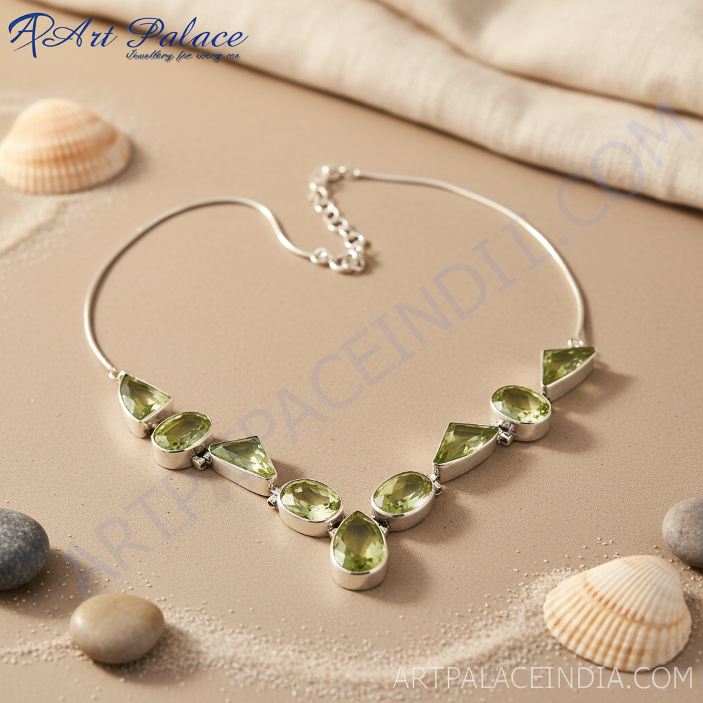 925 Silver Peridot Gemstone Necklace for Women | Gift Jewelry