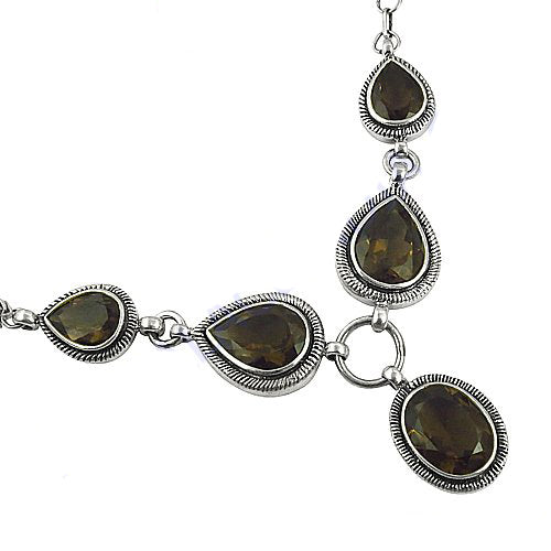 925 Sterling Silver Smoky Quartz Necklace for Women