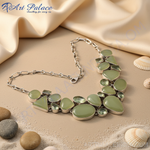 Load image into Gallery viewer, Silver Statement Necklace with Green Gemstones | Women&#39;s Jewelry
