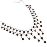 Load image into Gallery viewer, Silver Beaded Necklace | Brown Gemstone Jewelry for Women
