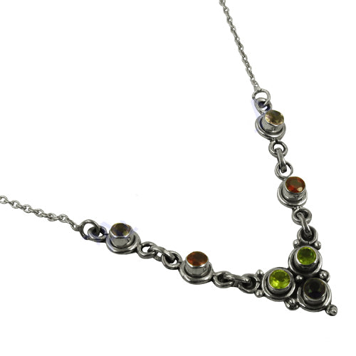 925 Silver Multi-Gemstone Necklace for Women | Unique Jewelry